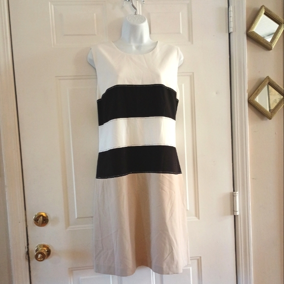 Calvin Klein Sleeveless Color Block Sheath Mini Dress. Size: 16 - Picture 2 of 14